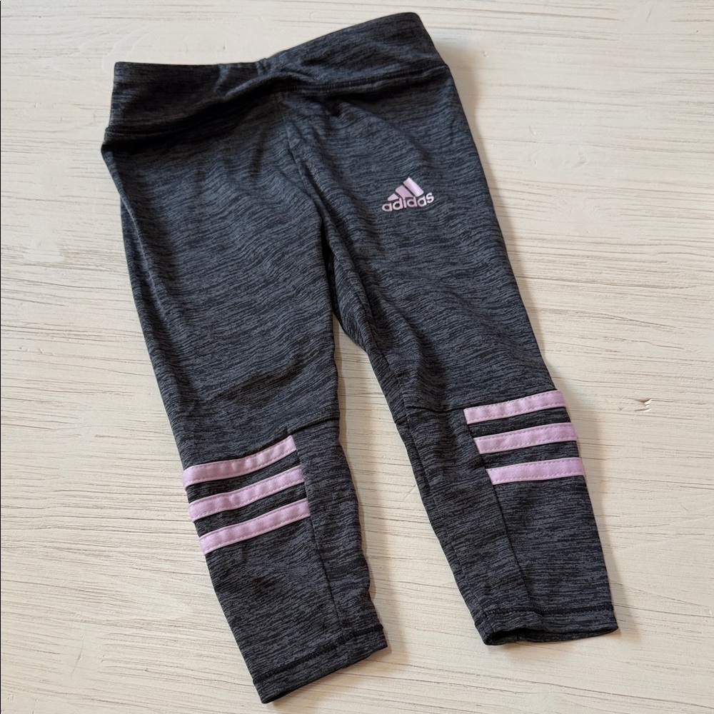 Adidas Kids Gray and Lavender Leggings